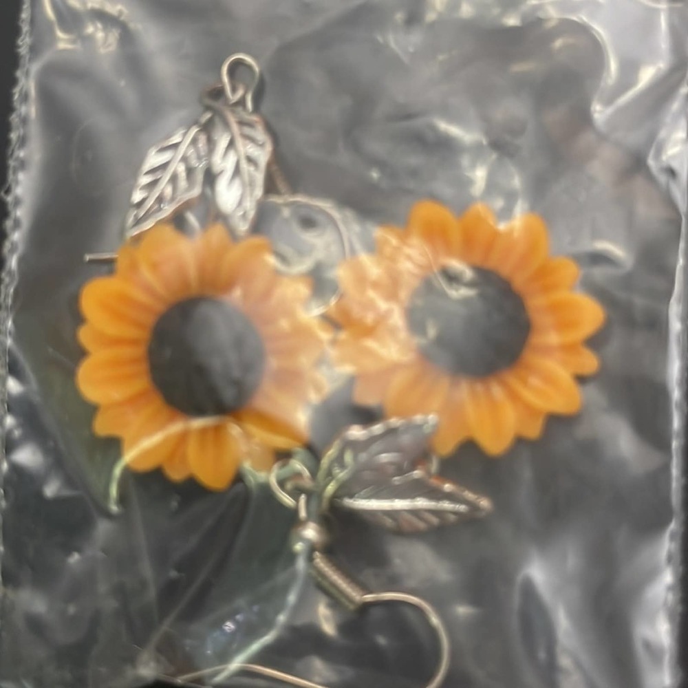 Sunflower Acrylic Drop Style Earrings - Picture 5 of 7